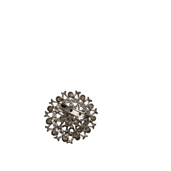 Vintage Rhinestone Snowflake Brooch Pin Silver Tone - Picture 4 of 4